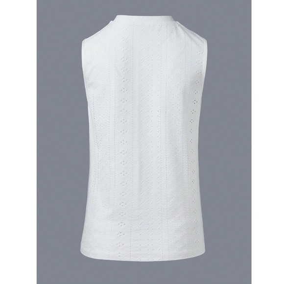 White Eyelet Embroidery Tank Top Regular Fit Casual Boho - Picture 9 of 14
